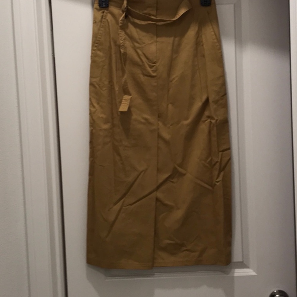 Brew Color Ankle-Length Pencil Skirt with Side Slit